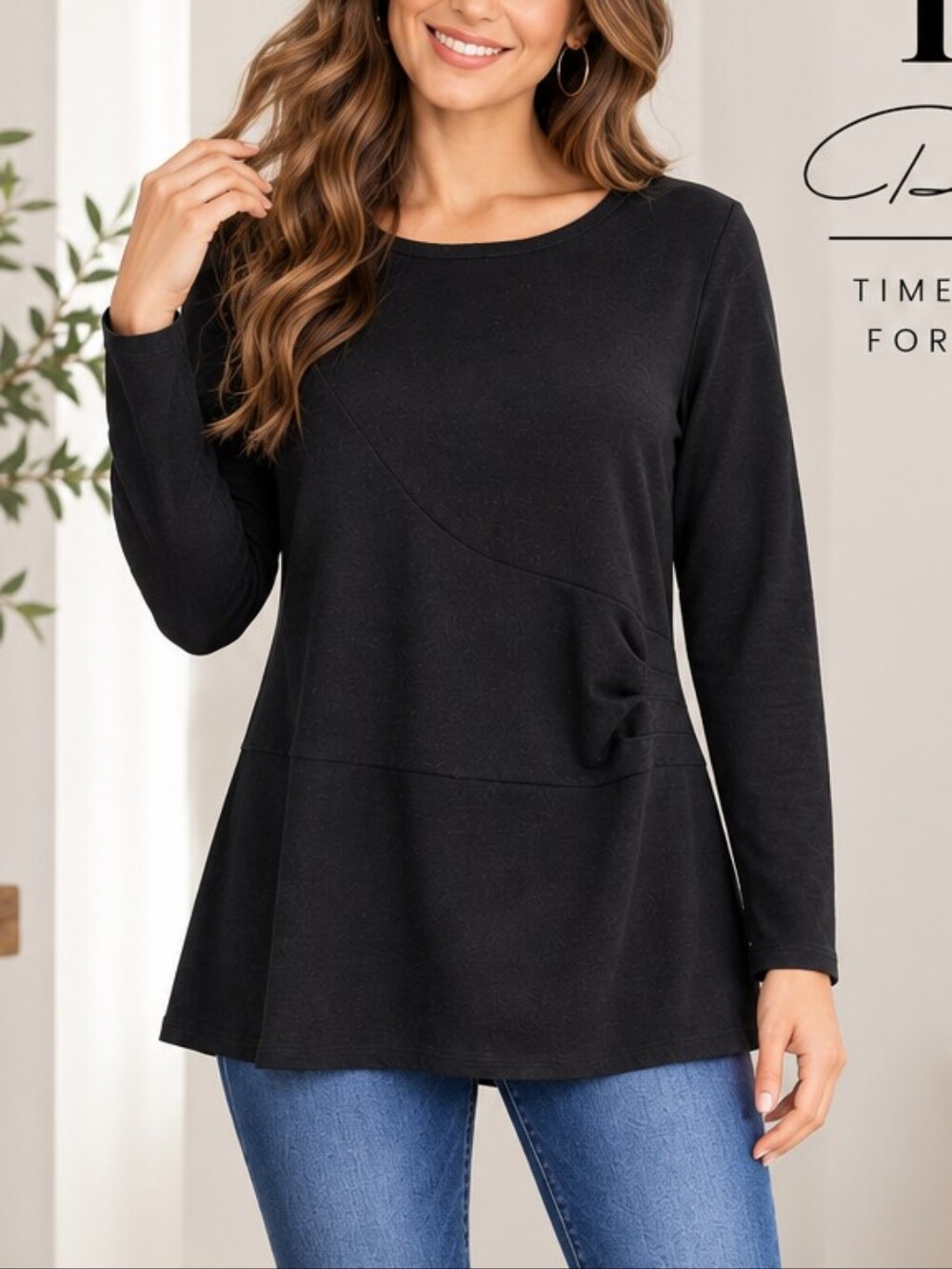 DG2 by Darlene Long-Sleeve Top – Black – Size M NWT